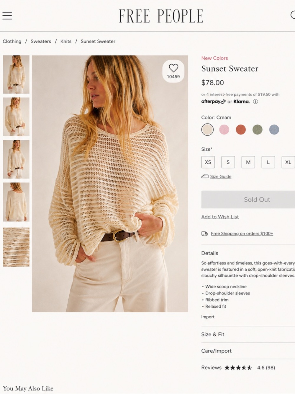 Free People Sunset Open-Knit Sweater in Cream